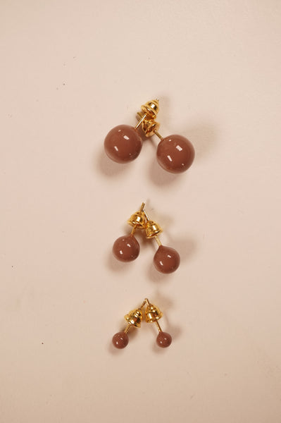 KAHVE MİNELİ TOP KÜPE